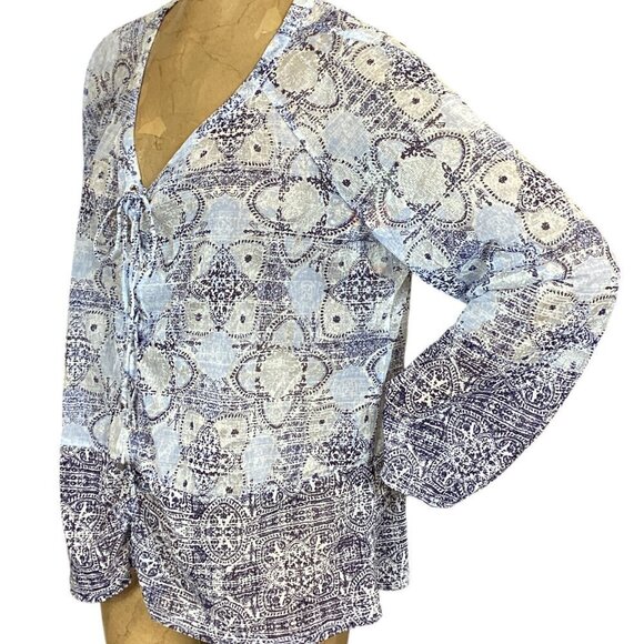 INC International Concepts Lace-up Sheer Shimmer Blouse Plus Sz 2X #308A - Picture 4 of 7